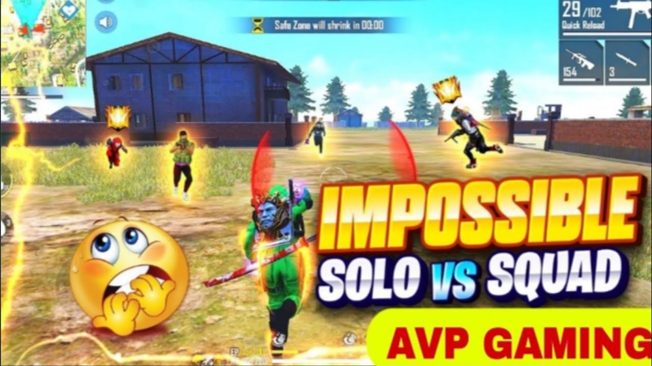 🛑😱Free Fire 1 Vs 4 Br Gameplay, Br gameplay solo vs squad best clutch ...