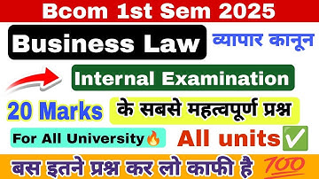 Business law Important Questions Bcom 1st sem 2025 |Business law important questions for b.com