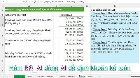Hướng dẫn dùng AI để định khoản kế toán trên Excel bằng hàm BS_AI của Add-in A-Tools