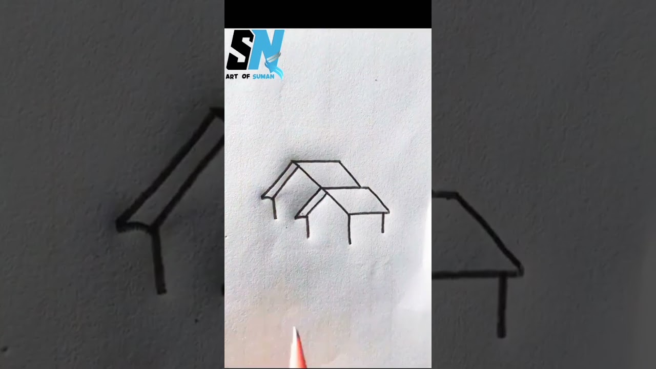 How to drew two House and a three and a small Road with pencil sketch 