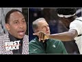 Stephen A. reacts to Tom Izzo's heated exchange with a Michigan State player | First Take