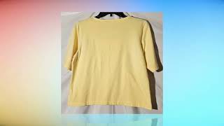 Liz Claiborne Lizsport Womens Medium Petite Shirt Top Yellow Short Sleeves