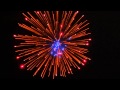 4 inch shell. Gold rain to red with blue pistil (consumer firework)