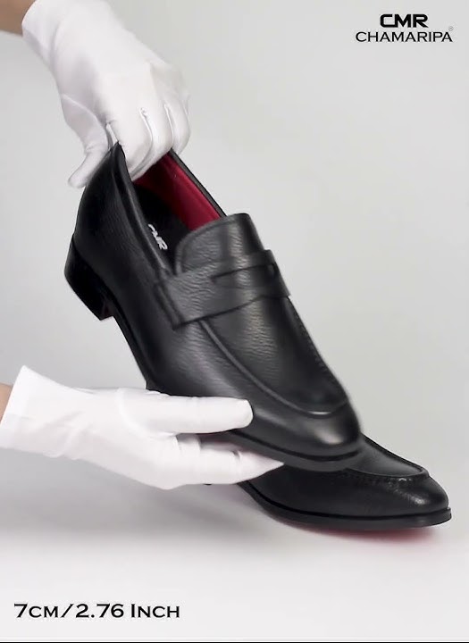 7cm / 2.76 Inches - Chamaripa - Black Grain Penny Loafer #loafers #menstyle