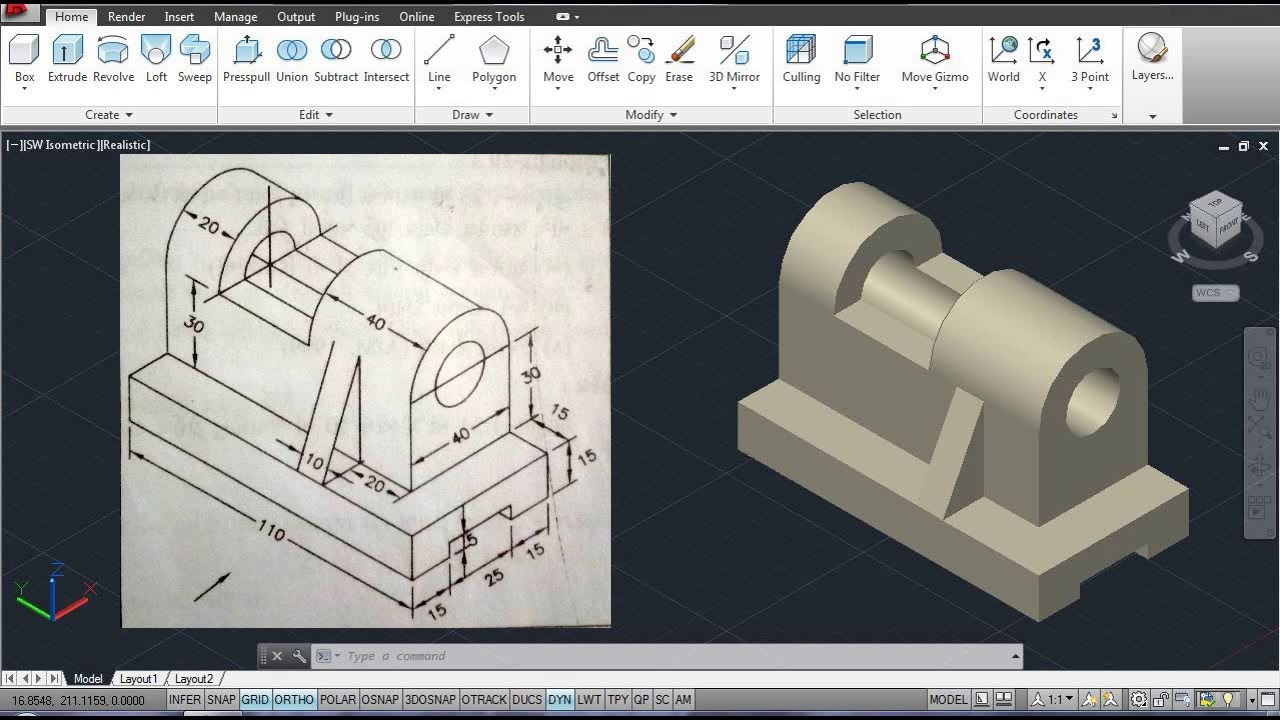 Autocad 3D Basics easy model 3 YouTube