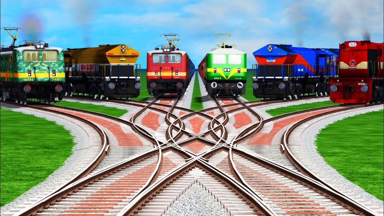 All Railroad Indian Trains Crossing l Forked Railroad Tracks l Diamond Railroad Crossing l gamevideo