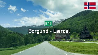 Driving in Norway: E16 from Borgund Stave Church to Lærdal