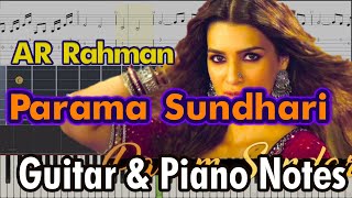 Parama Sundhari Ar Rahman Shreya Ghoshal Guitar Tabs And Piano Notes - Easy Lesson