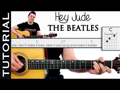 Como tocar HEY JUDE de THE BEATLES en guitarra acordes tutorial completo