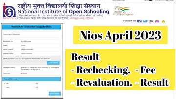 Nios April 2023 Result Rechecking And Re-evaluation Apply | Task Is Helping (NIOS) #nios #result