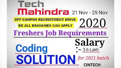 🟤 Tech Mahindra coding solution | Asked on 25th November 2020 🟤Tech Mahindra off campus drive (2021)