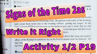 signs of the time 2as/write it right P19/ Activity 1p19_2 p19اداب و فلسفة و لغات اجنبية