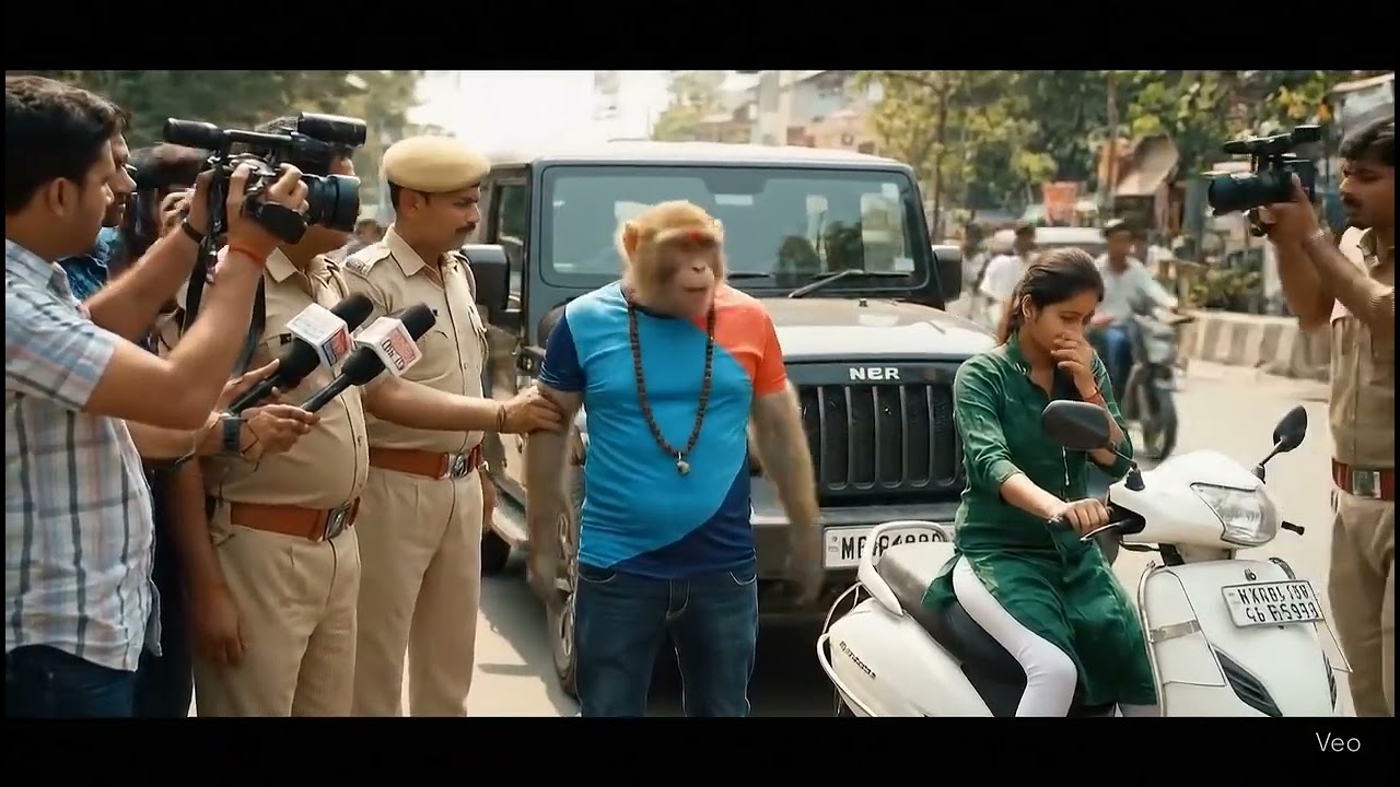 Tinku par laga jhotha ilzamm monkey police gadi /Thar vs scooty/ funny  monkey new scene 