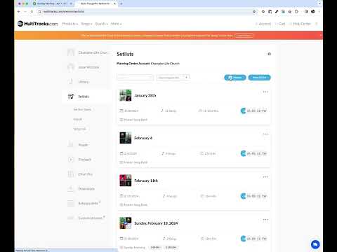Planning Center and Setlists on MultiTracks.com Integration