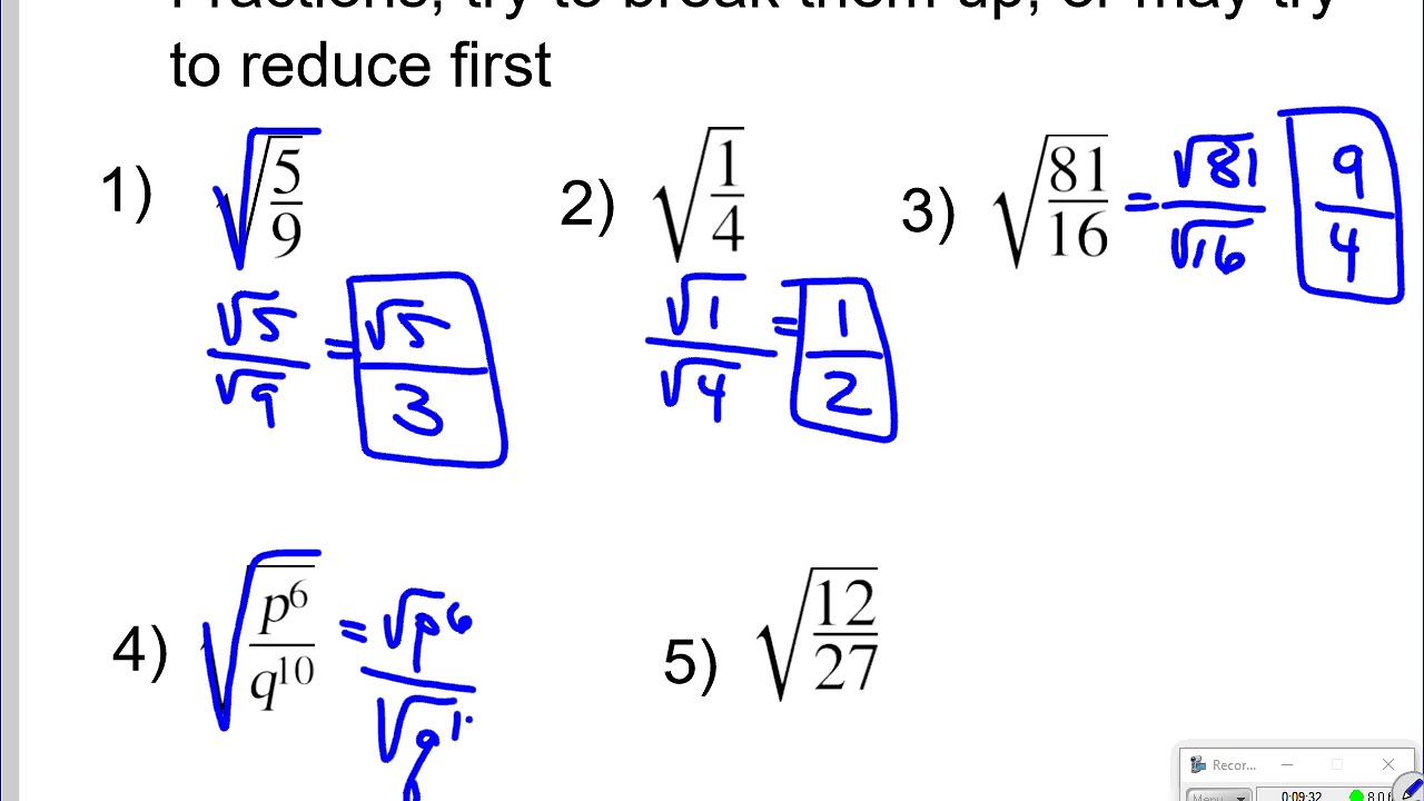 intermediate algebra 11 6 simplifying radical fractions ...