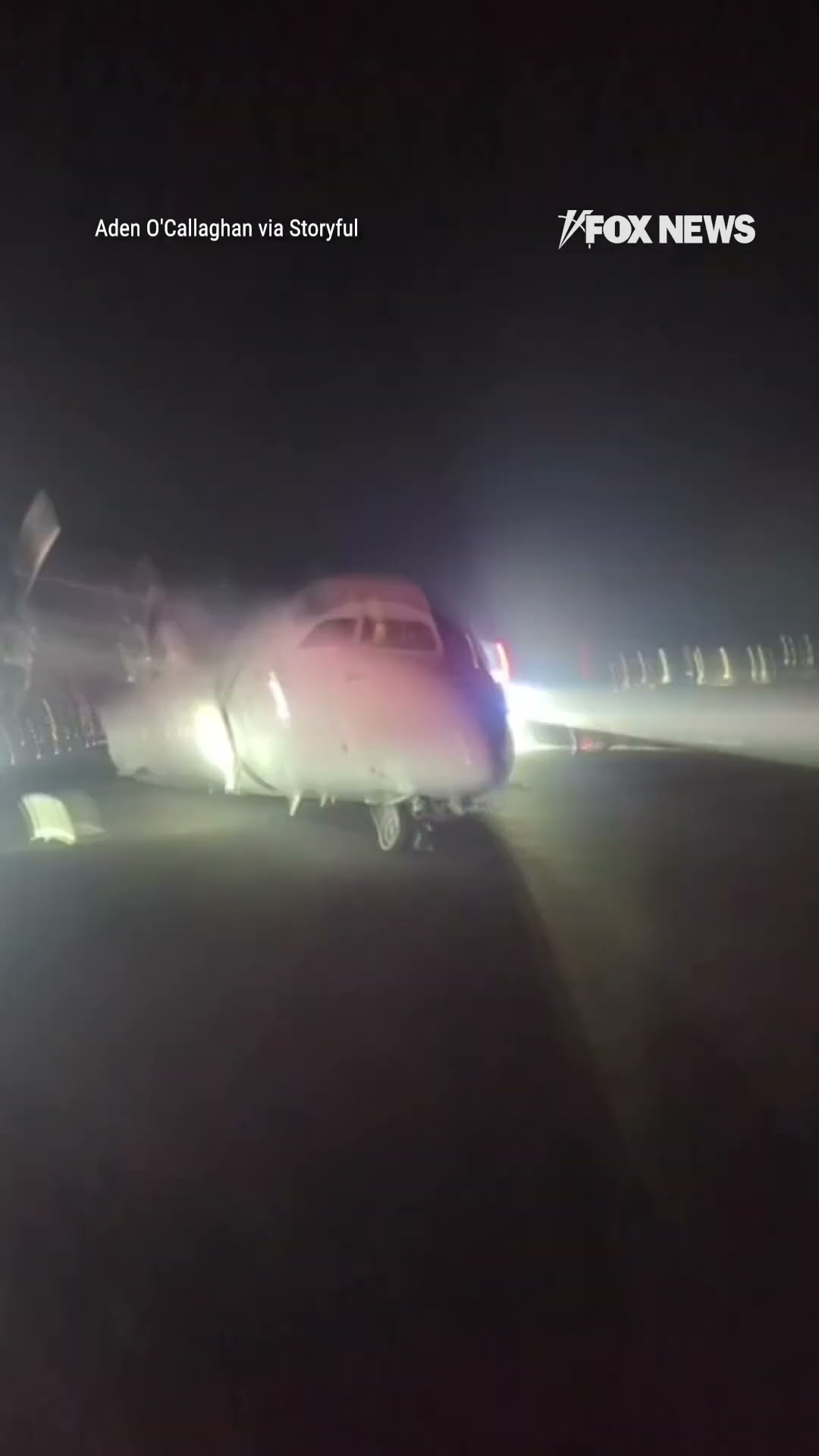 Plane's wing erupts 'into a fireball' during landing
