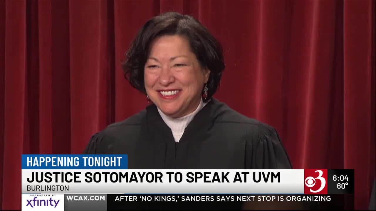 Supreme Court Justice Sonia Sotomayor to speak at University of Vermont
