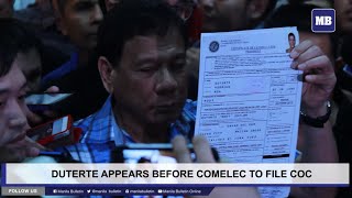 Duterte appears before Comelec to file COC