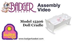 Assembly of 15306 Badger Basket White Rose Doll Cradle