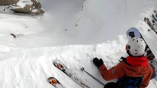 Corbet's Couloir part 0 - Feb 13, 2020.  Several successful entries into the chute.