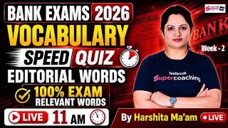 Bank Exams 2026 English Class | SBI, IBPS & RRB Exam Important Vocabulary Words | by Harshita Mam