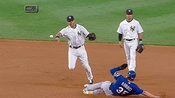 TEX@NYY: Jeter, McCann team up to turn a double play