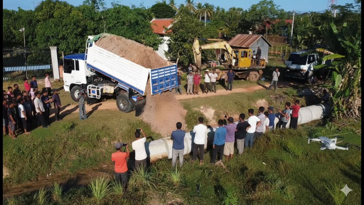 Start Project! Full skill Delete sewer Drainage by Power Bulldozer pushing
