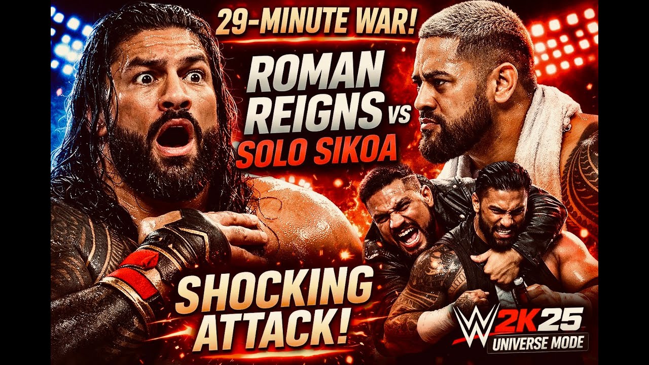 Roman Reigns vs Solo Sikoa - 29 - Minute WAR SHOCKING Match Attack WWE 2k25 Universe Mode