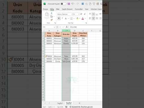 Excel'de Yeni Satır