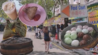 双蛋黄栗子烧粽子巧克力包子槟城塔都丁宜美食午餐 Zongzi Rice Dumpling Chocolate Pao Penang Batu Ferringhi Food Court Lunch
