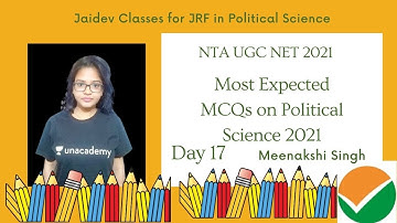 Most Expected MCQs on Political Science I NTA UGC NET/JRF 2021 I Meenakshi Singh