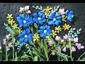 МК Букет незабудок.Вышивка лентами.A bouquet of forget-me-nots. Embroidery ribbons.