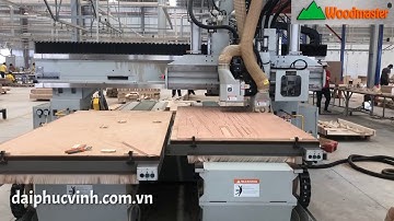 WOODMASTER. MÁY CNC 2 BÀN ANDERSON 3 Trục Thay Dao tự động có lưỡi cưa cắt xuay 2 chiều X-Y
