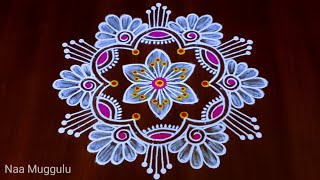 Beautiful daily kolam rangoli design 🌼🌼 Easy chukkala muggulu ( 5×3 ) dots || Naa Muggulu screenshot 5