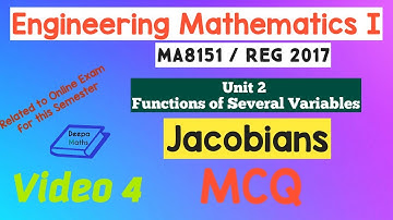 Engg Maths 1 - Unit 2 - MCQ - Jacobians