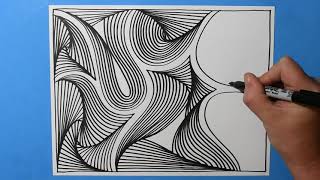 Daily Line Illusion #35 / April 2023 / 3D Mountain Path Terrain Pattern / Cool Abstract Drawing