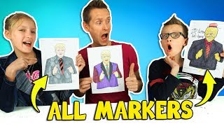 ALL MARKERS CHALLENGE w/ our DAD!!!