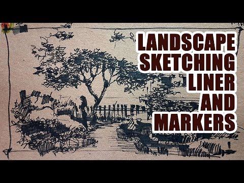 ⁣Landscape Sketching Liners And Markers