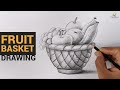 How to draw fruit basket easy with pencil shading  drawing tutorials