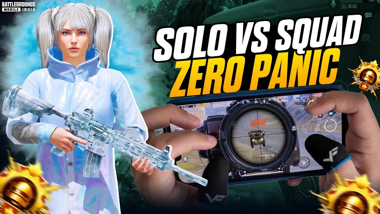 SOLO VS SQUAD BGMI GAMEPLAY FULL INTENSE LOBBY 1v4 CLUTCHES | FASTEST ...