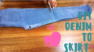 DIY No Sew Denim Skirt From Old Jeans. Super Easy DIY | Ele DIYs