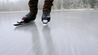 Nordic Ice Skating on the Frozen Lake