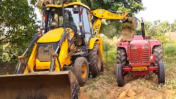 Jcb 3dx Backhoe Machine Loading Mud In Mahindra 295 DI Turbo Tractor | Jcb Tractor | Tractor Jcb