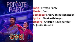 Private Party | Lyrics With English Translation | Don |Sivakarthikeyan | Priyanka Mohan | Anirudh
