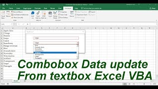 Combobox Data Update By Textbox Excel VBA