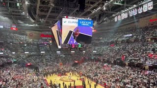 Cavaliers Fans Cheer as LeBron James Seen Courtside in Cleveland