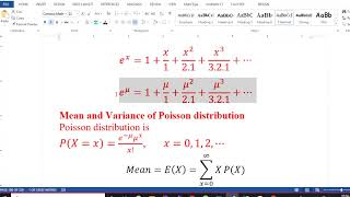 Lecture # 25 (Derivation of mean and Variance of Poisson Probability Distribution)