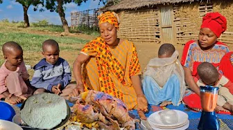 Authentic African Village Feast :Grilled 2 Whole  Chicken 🍗 🍗 on a Beautiful Rainy Day 🌧️