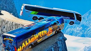 Never Ever! 😲😲 Crazy Halloween Bus Driving At Crazy Roads | The Roads To Death