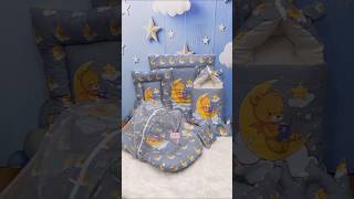 Teddy on Moon Baby 8 PC's Bedding Set - (Grey) Large #babybeddingset #babybedding #bedset #newborn